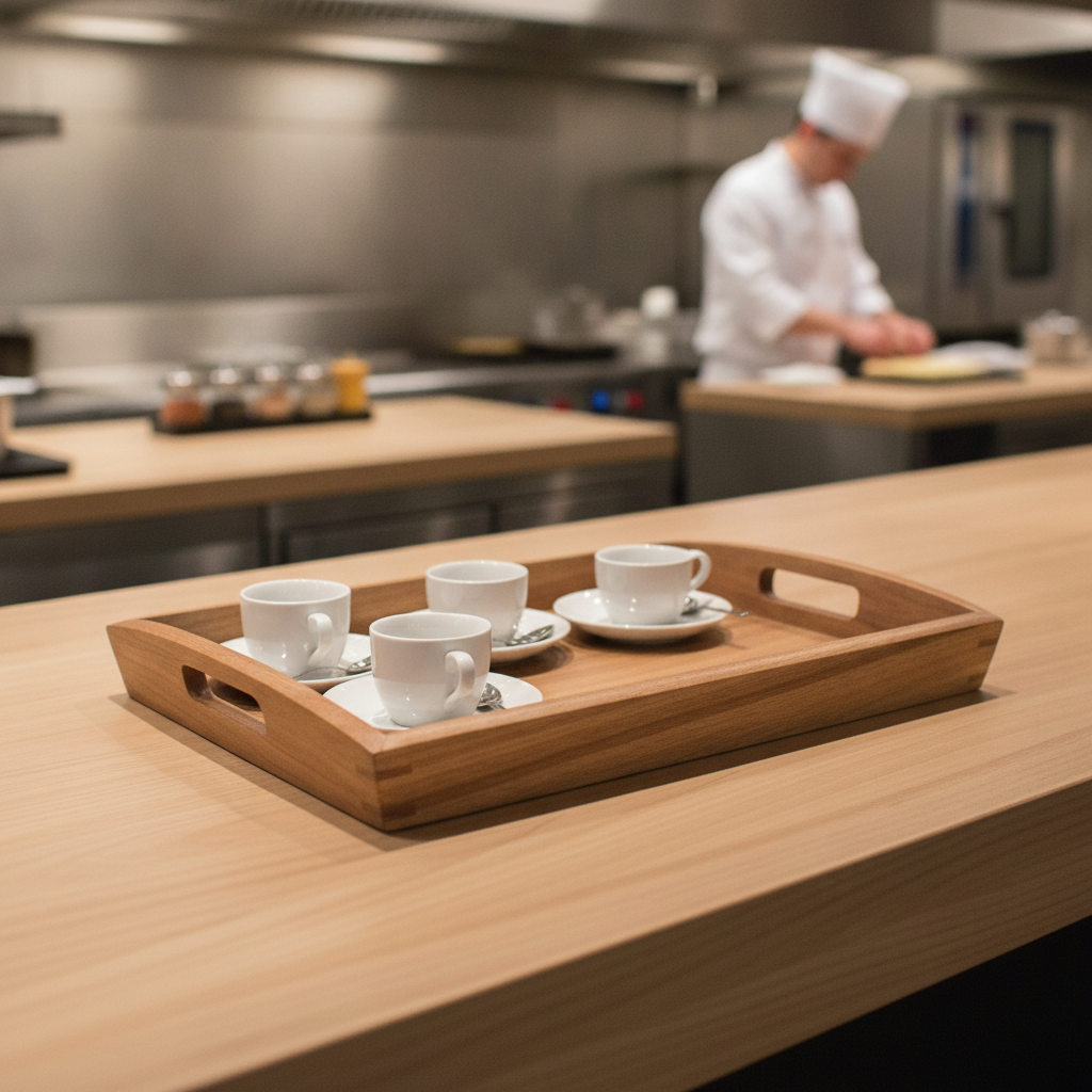 Acacia Wood Rectangular Tray 500mm for Room Service