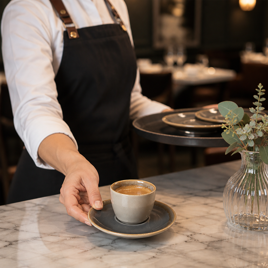 Espresso Saucers Grey Porcelain for Artisan Presentation (Pack of 6)
