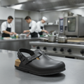 Leather Black Tokio Clogs for Professional Kitchens