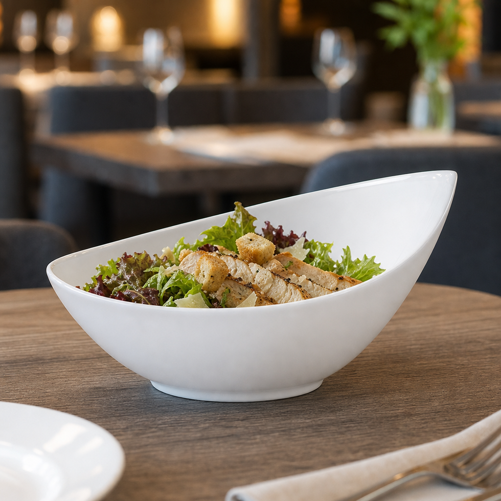 Medium Slanted Bowls 400ml in Brilliant White for Restaurants & Cafés