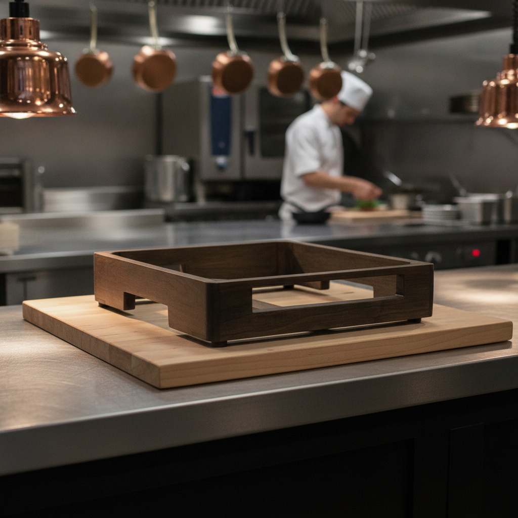 Reclaimed Wood Induction Unit Cover 428mm for Foodservice Presentation