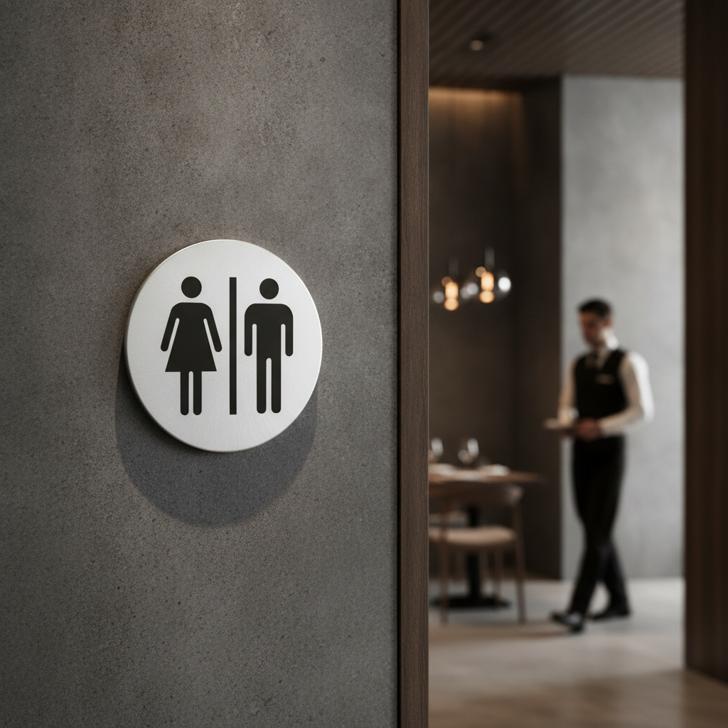 Stainless Steel Door Sign for Restrooms (75mm)