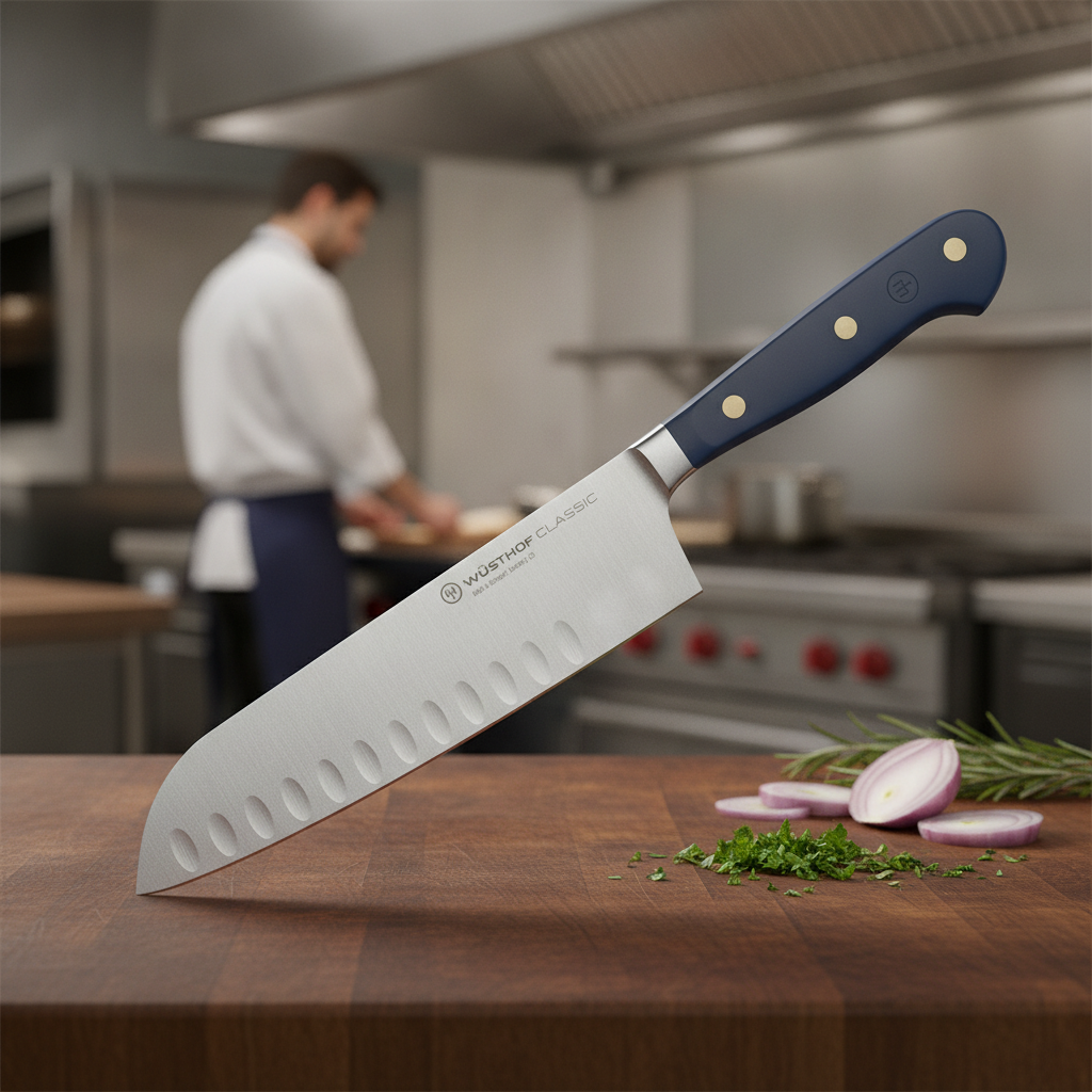 Steel Santoku Knife 17cm for Professional Chefs