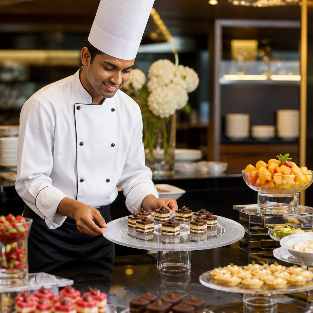 Display Plate 345mm Clear Polycarbonate for Buffet Services