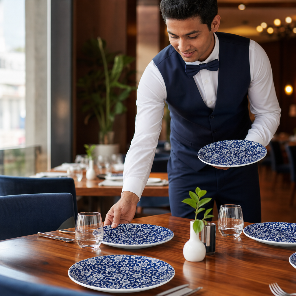 Rimmed Plates 210mm Vitrified Ceramic for Dining Tables (Pack of 6)