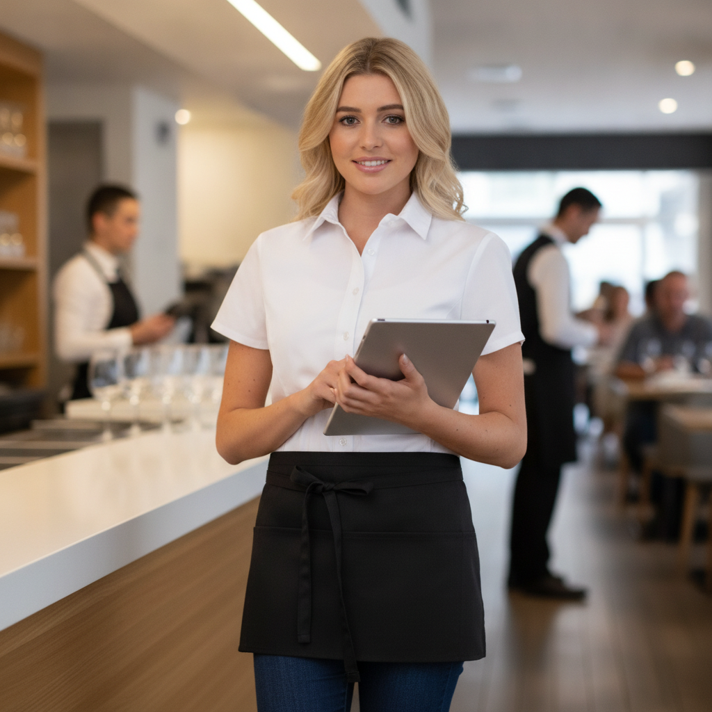 Polycotton Black Waist Apron for Busy Service Environments