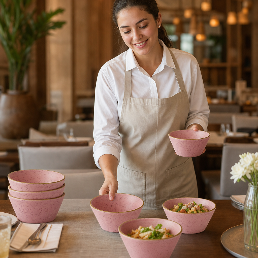 Snack Bowls 340ml Pink Vitrified Ceramic for Modern Tabletop (Pack of 12)