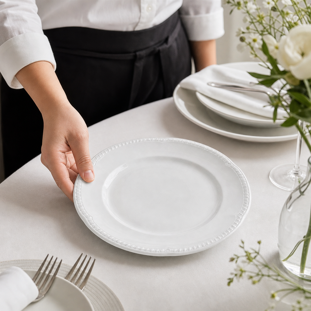 Traditional White Porcelain Plates 215mm for Catering Establishments