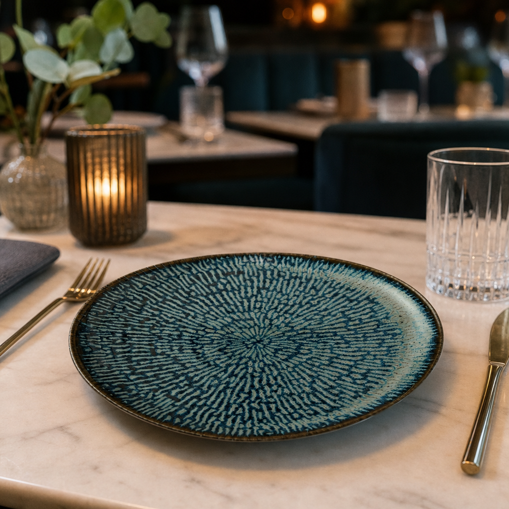 Natural Plates 165mm Blue Vitrified Ceramic for Dining Experiences (Pack of 6)