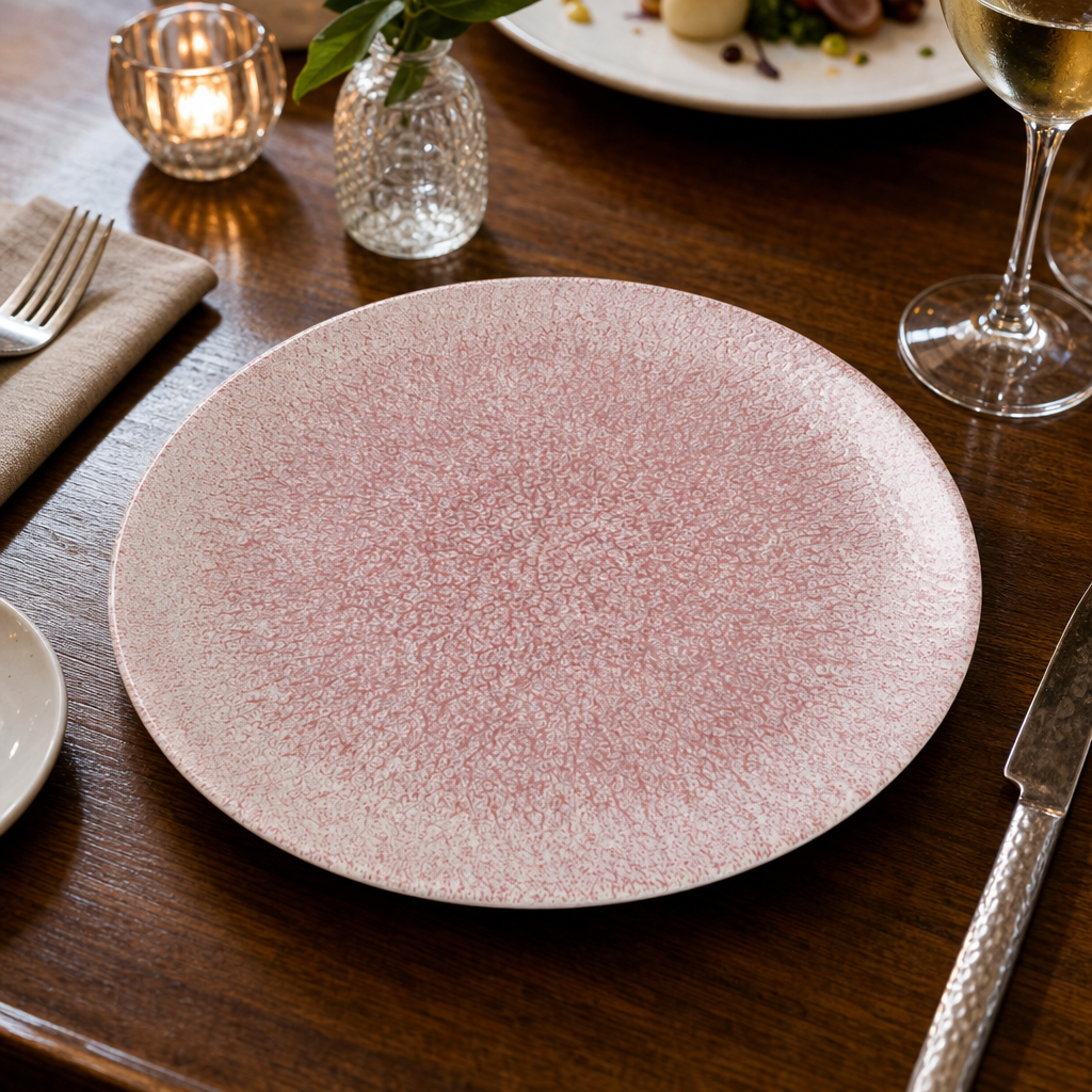 Coupe Plates 217mm Pink Porcelain for Catering & Hospitality (Pack of 12)