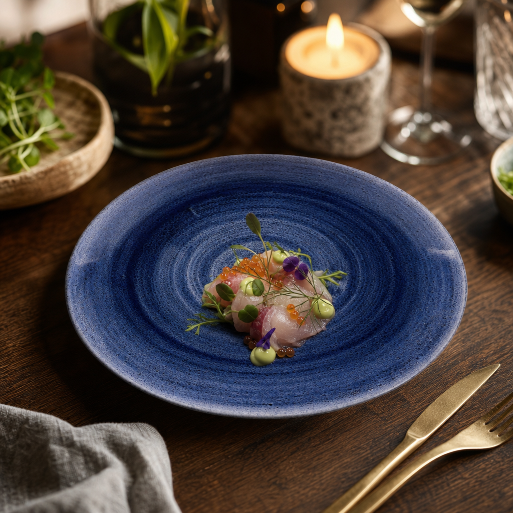 Coupe Plates Cobalt Vitrified Ceramic for Rustic Dining (Pack of 12)