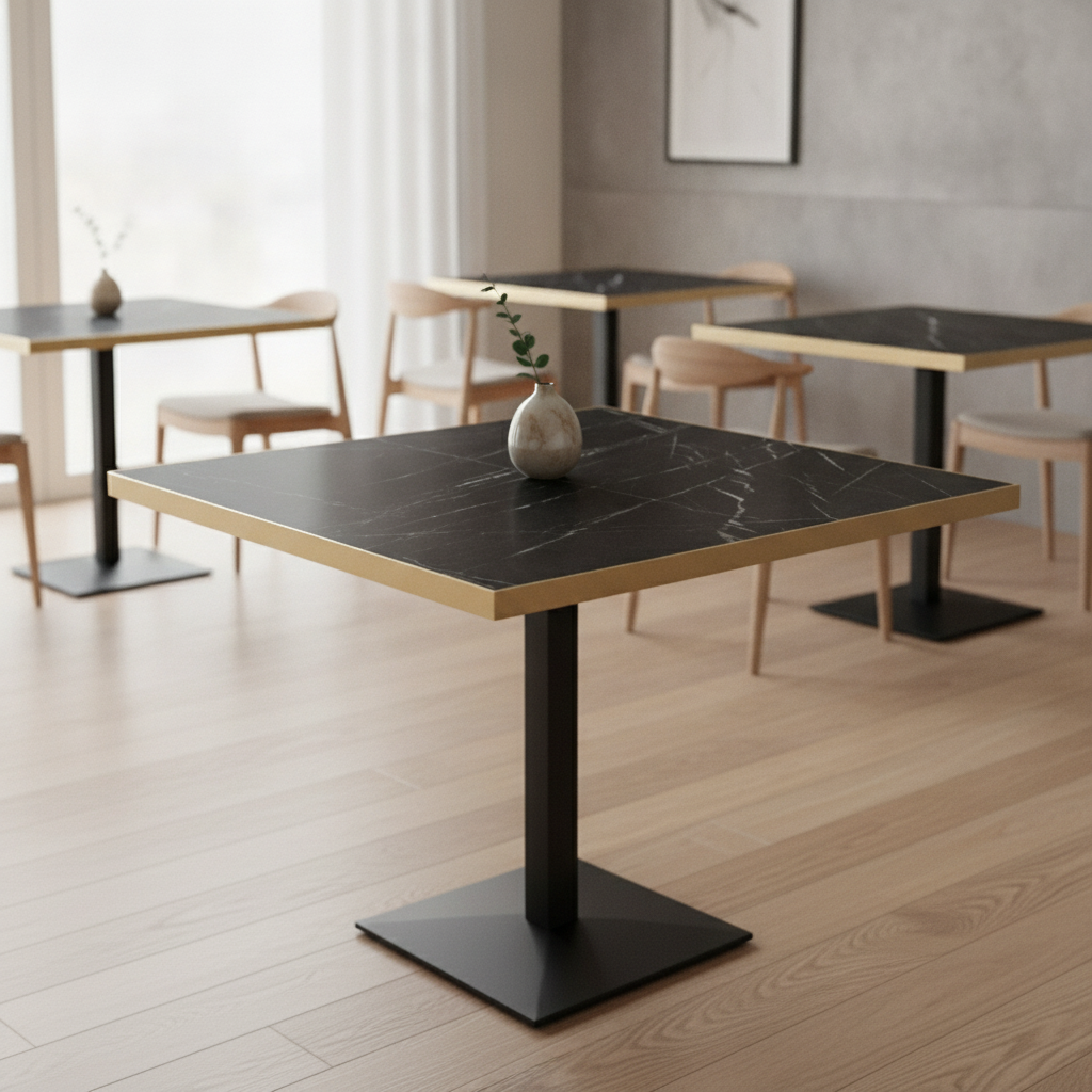 Black Laminate Table Top 800mm for Indoor Use