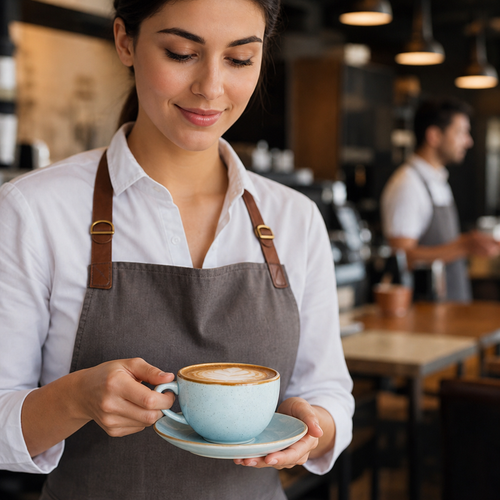 Ceramic Cappuccino Cups 460ml in Duck Egg Blue for Beverage Service (Pack of 6)