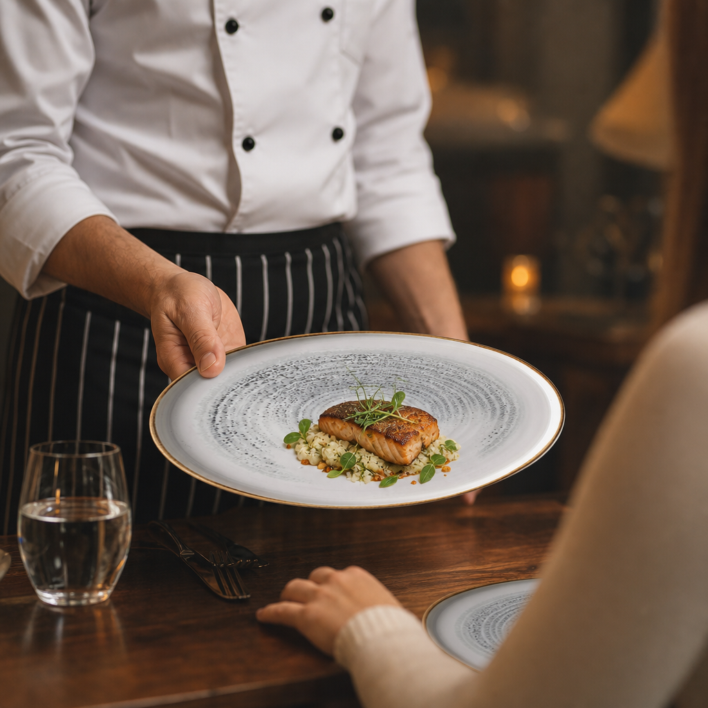 Walled Plates 260mm Grey Vitrified Ceramic for Dining (Pack of 6)