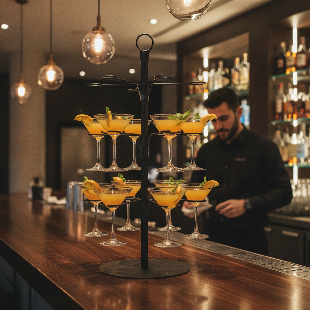 Metal Cocktail Tree for Serving 12 Glasses at Events