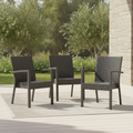 Aluminium & PE Wicker Armchairs Charcoal 853x560mm for Outdoor Seating (Pack of 4)
