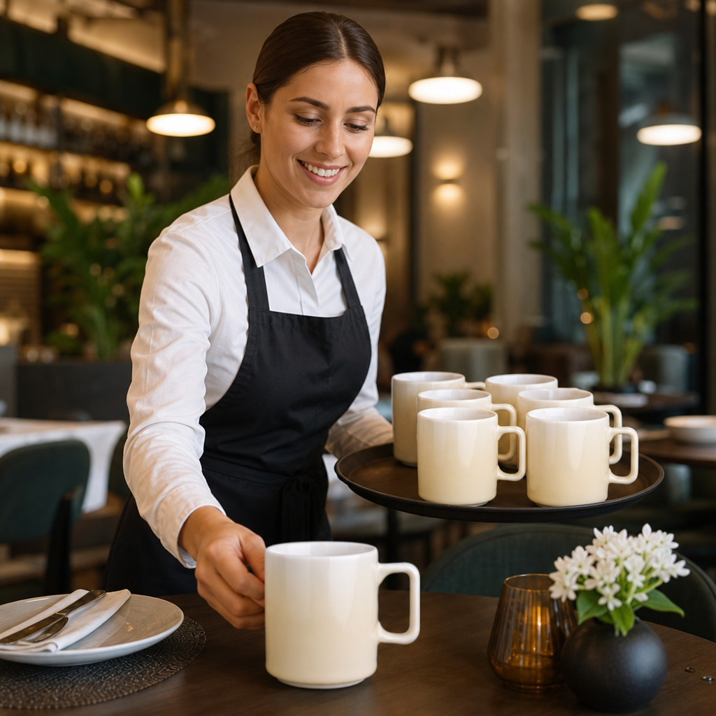 Mugs 340ml Porcelain for Stylish Table Settings (Pack of 6)