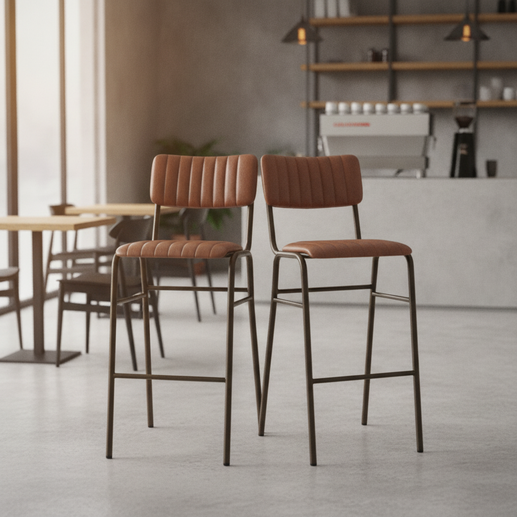 Metal Vintage Tan Stacking Bar Stool 1100mm for Restaurants & Cafés (Pack of 2)