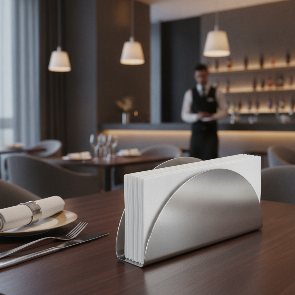 Stainless Steel Moon-Shaped Napkin Holder 130x20mm for Bars & Restaurants