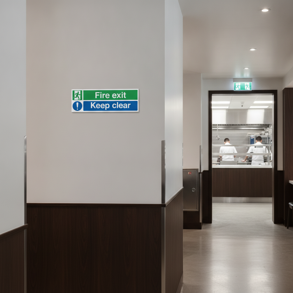 Vinyl Fire Exit Keep Clear Sign 150mm x 450mm for Emergency Safety