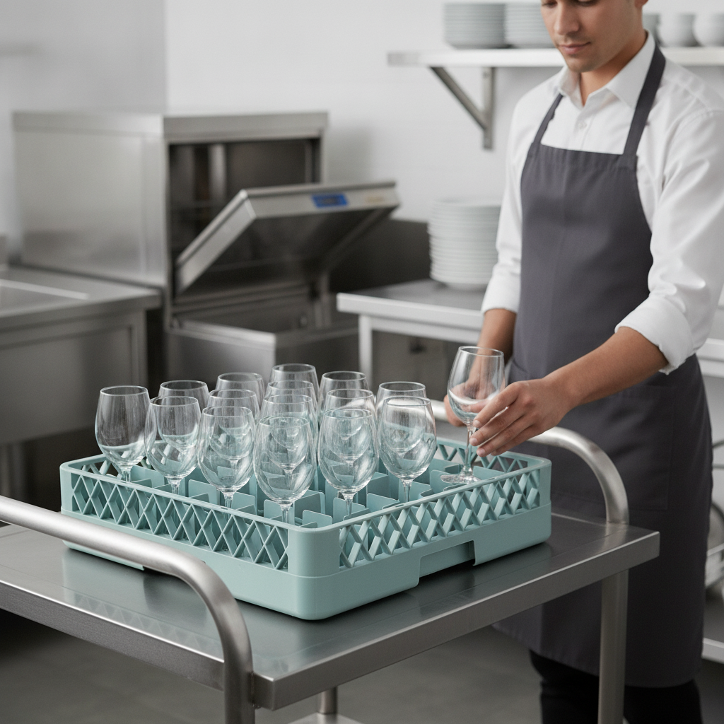 Plastic Glass Rack with 49 Compartments for Commercial Use