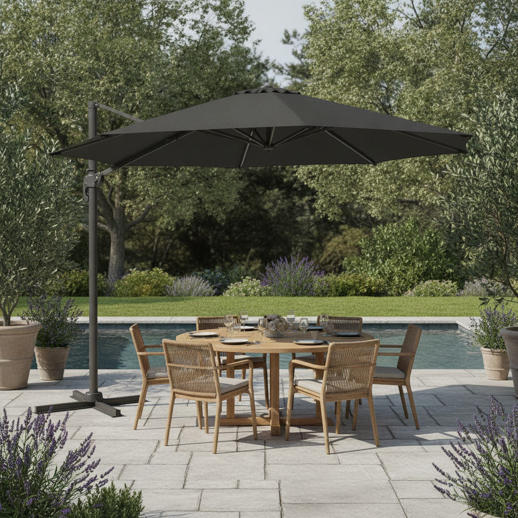 Metal Black Heavy Duty Parasol 3.5m for Outdoor Spaces