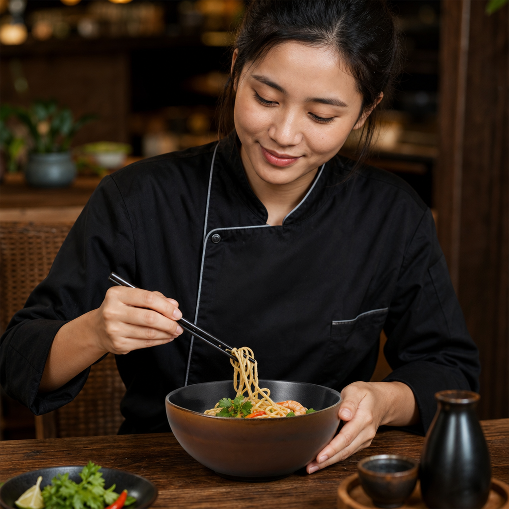 Brown Noodle Bowls Brown Vitrified Porcelain for Dining (Pack of 6)
