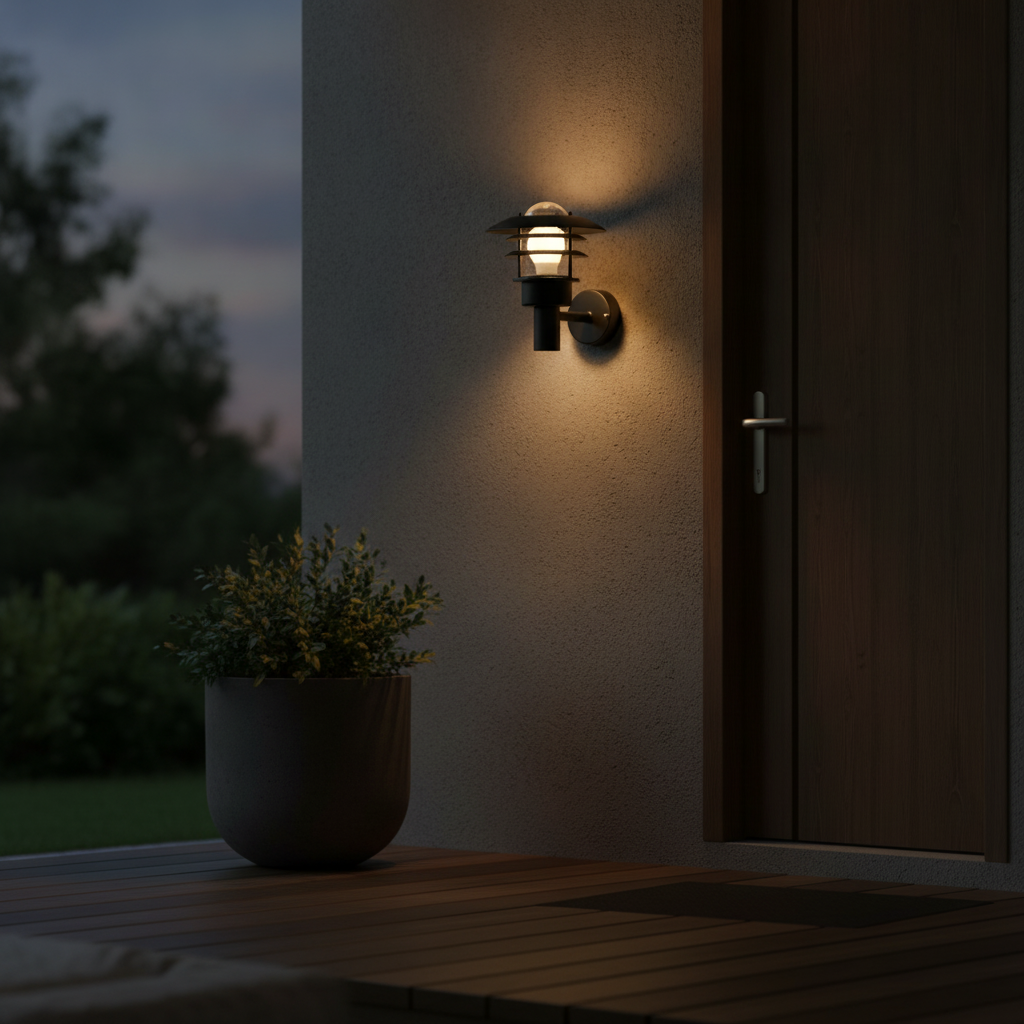 Metal Wall Light in Black for Outdoor Entrances