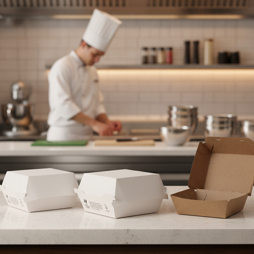 Paperboard Clamshell Burger Boxes 5" for Takeaway Use (Pack of 200)