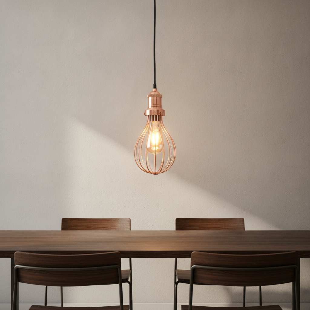 Copper Balloon Cage Pendant Light 155mm for Indoor Spaces