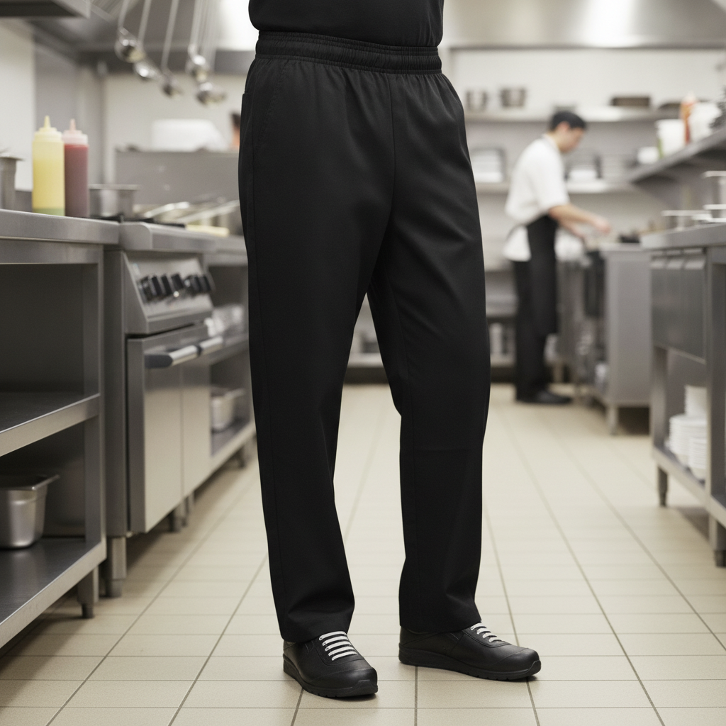 Polycotton Easyfit Trousers Black for Food Service