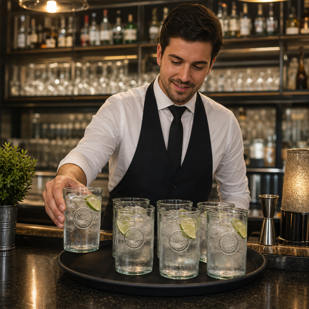 Glass Barrel Tumblers 14?oz for Bars & Restaurants (Pack of 6)