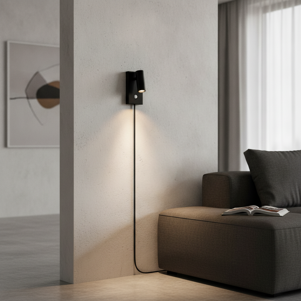Metal Adjustable Wall Light in Black for Living Spaces