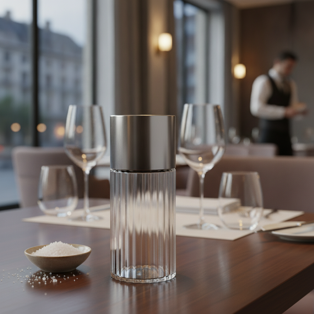 Stainless Steel and Glass Salt Shaker 40ml for Restaurants & Cafes
