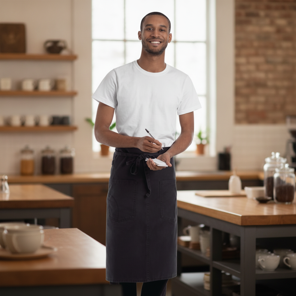 Cotton Bistro Apron Steel Grey for Artisan Cafes