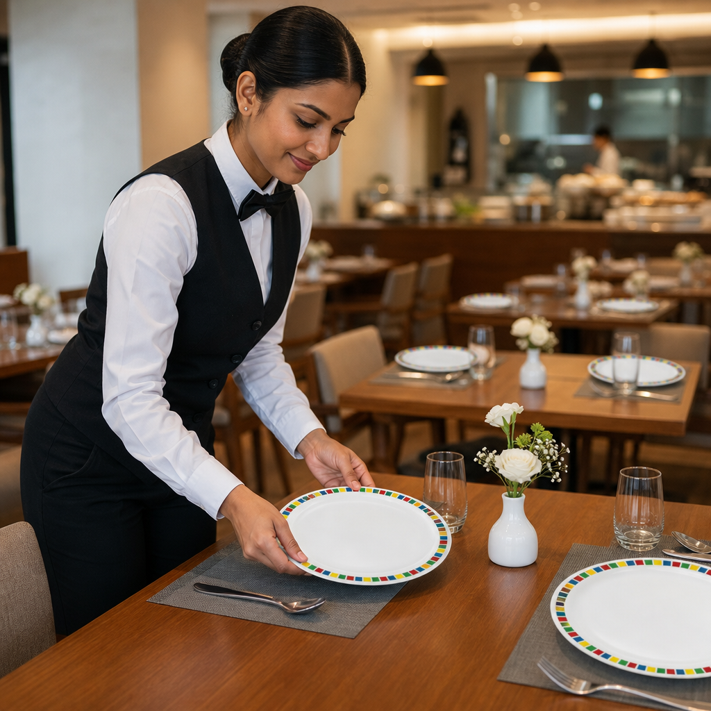 Dinner Plates 230mm Melamine for Schools & Nursing Homes (Pack of 12)