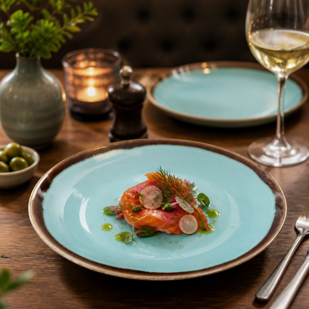 Coupe Plates 165mm Turquoise Vitrified Porcelain for Stylish Table Settings (Pack of 12)
