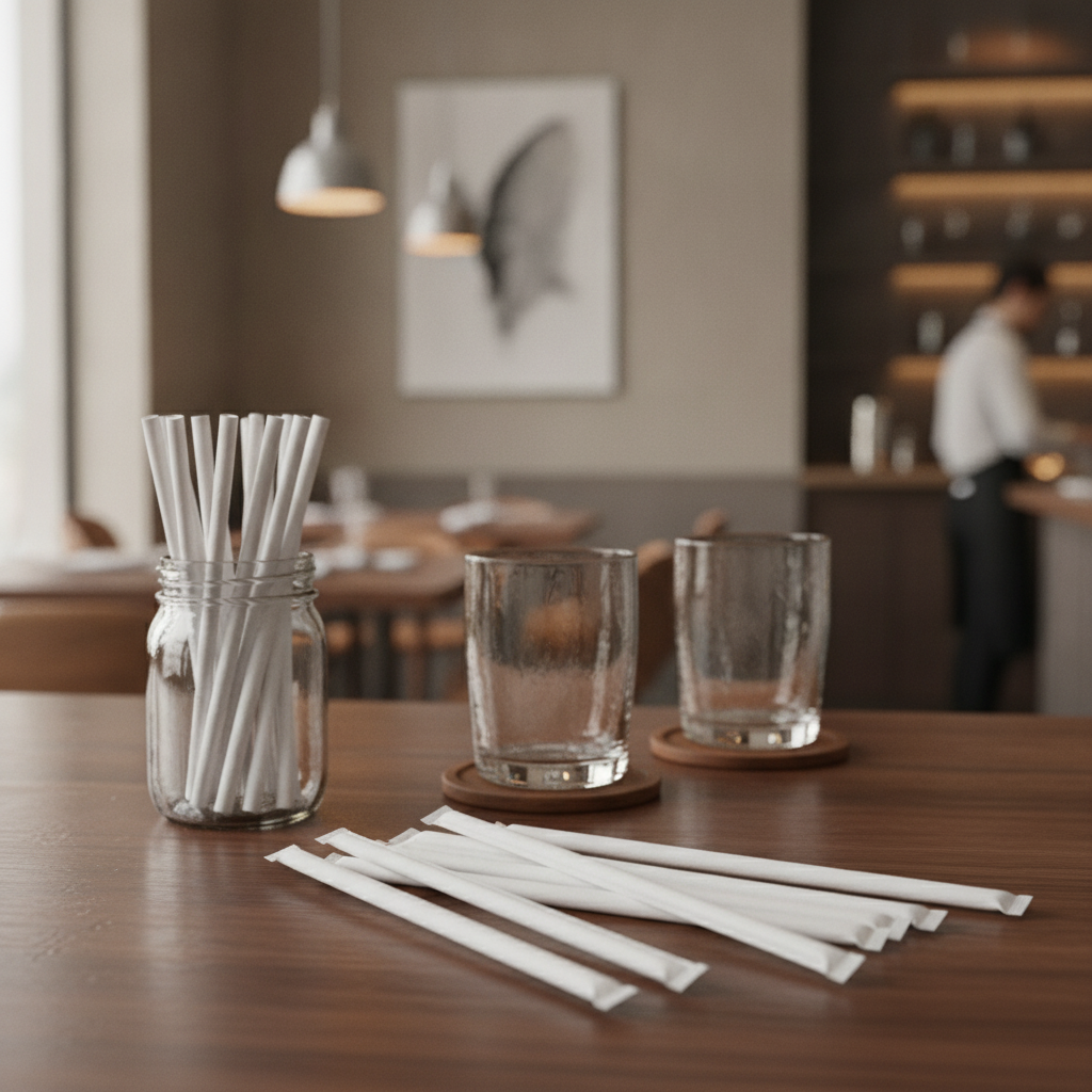 Compostable Paper Straws 210mm for Eco-Friendly Drinks (Pack of 250)