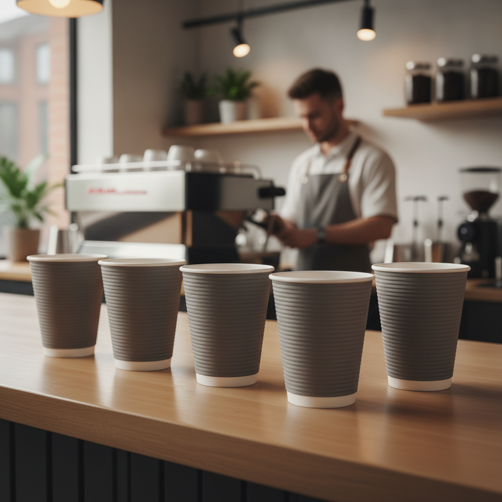 Cardboard Ripple Wall Coffee Cups 227ml for Takeaway Services (Pack of 25)