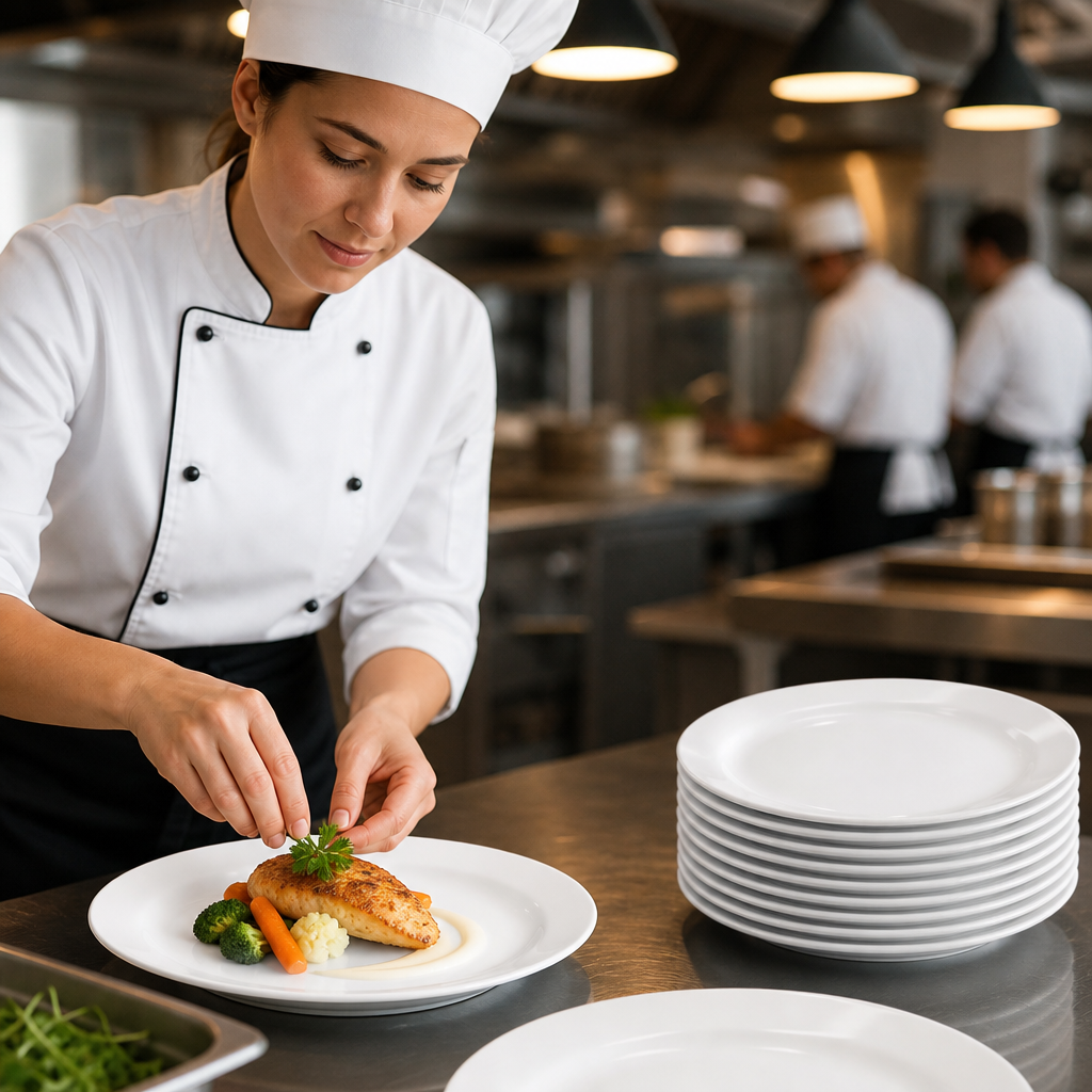 Plates 230mm Porcelain for Catering Needs (Pack of 24)