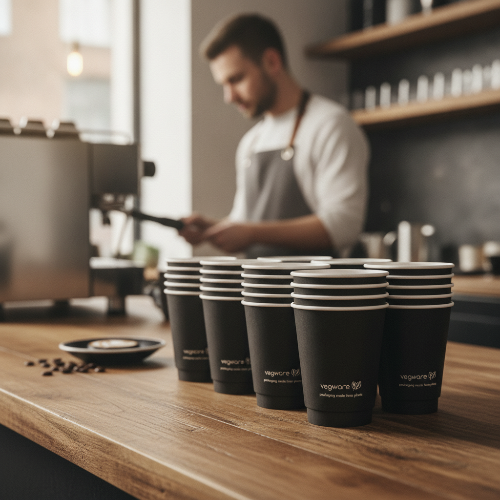 PLA & Paper Double Wall Hot Cups 8oz for Coffee & Tea (Pack of 500)