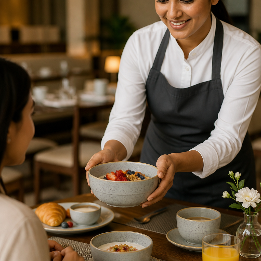 Stacking Bowl 358ml Grey Vitrified Ceramic for Hotel Breakfast Service (Pack of 6)