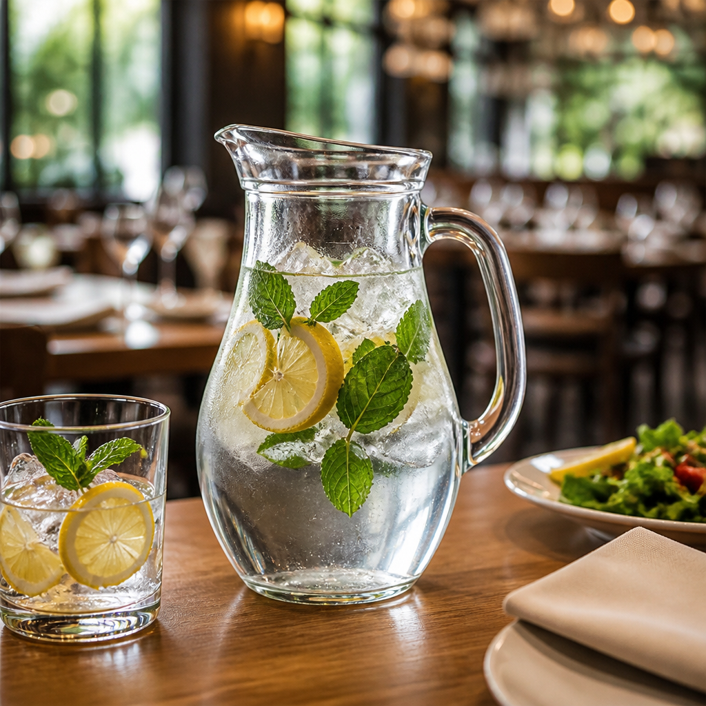Glass Bistro Jug 1L for Serving Drinks (Pack of 6)