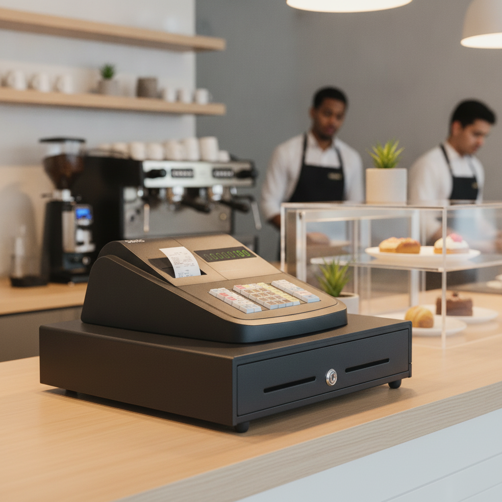Black Cash Register with Thermal Printer for Small Businesses