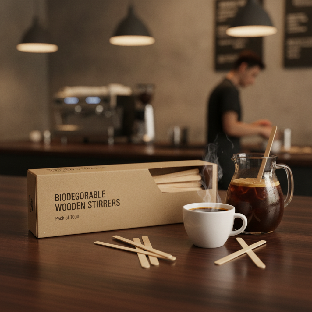 Biodegradable Wooden Coffee Stirrers 190mm for Cafés & Restaurants (Pack of 1000)