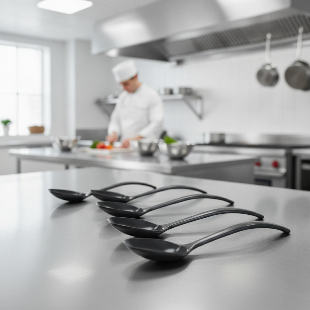 Melamine Black Serving Spoon 7" for Commercial Kitchens