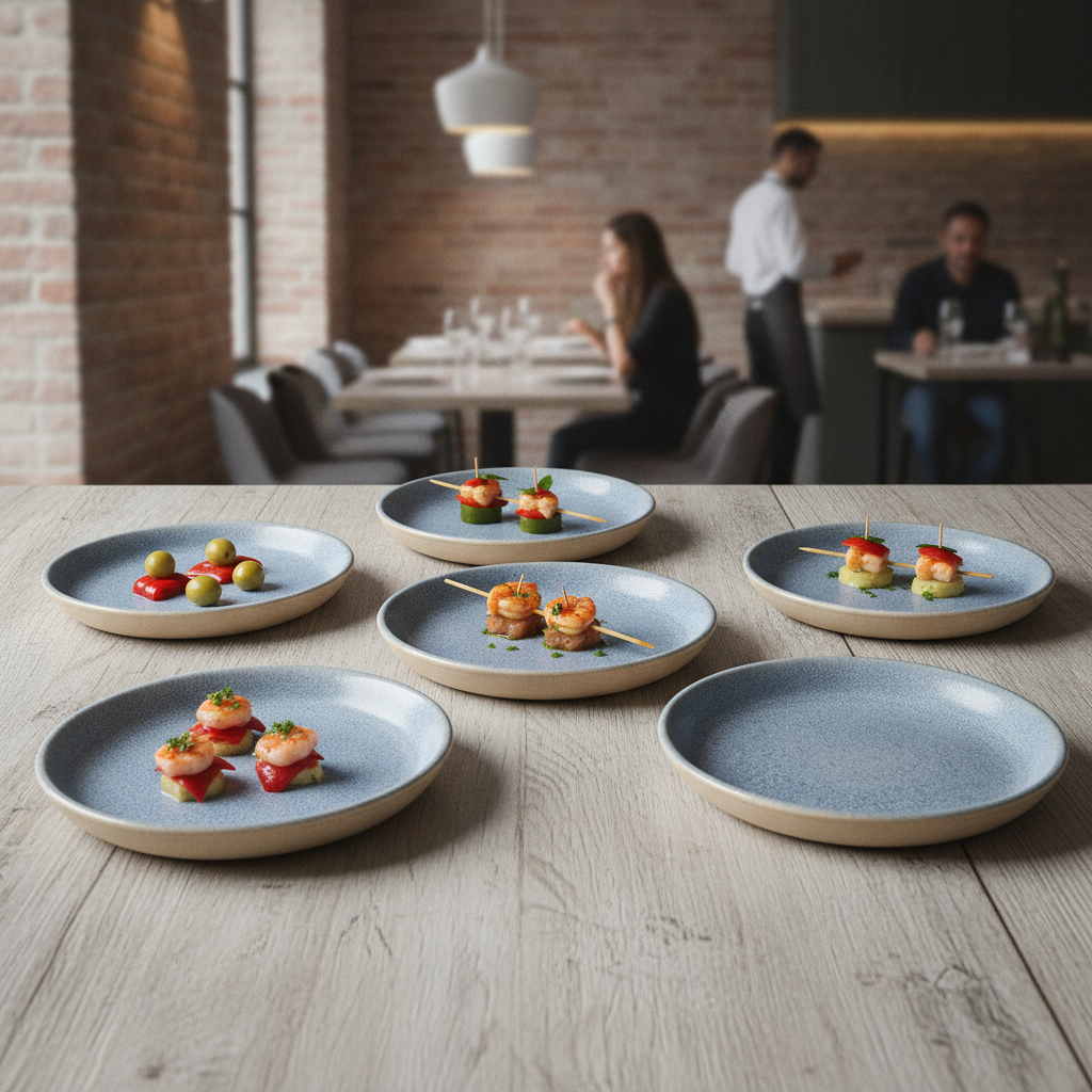Vitrified Stoneware Blue Tapas Dishes 159mm for Dining Tables (Pack of 6)