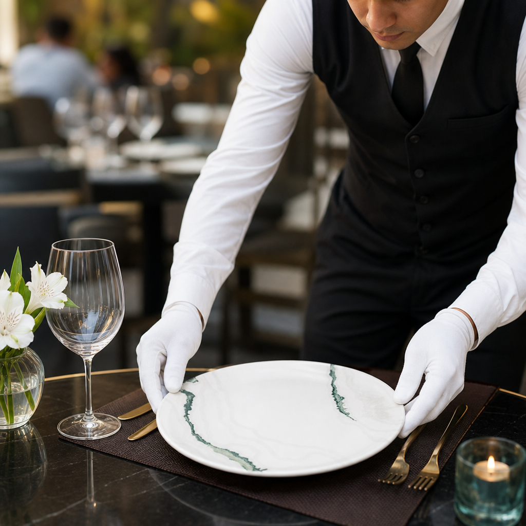 Walled Plates 210mm Green Vitrified Ceramic for Premium Dining (Pack of 6)