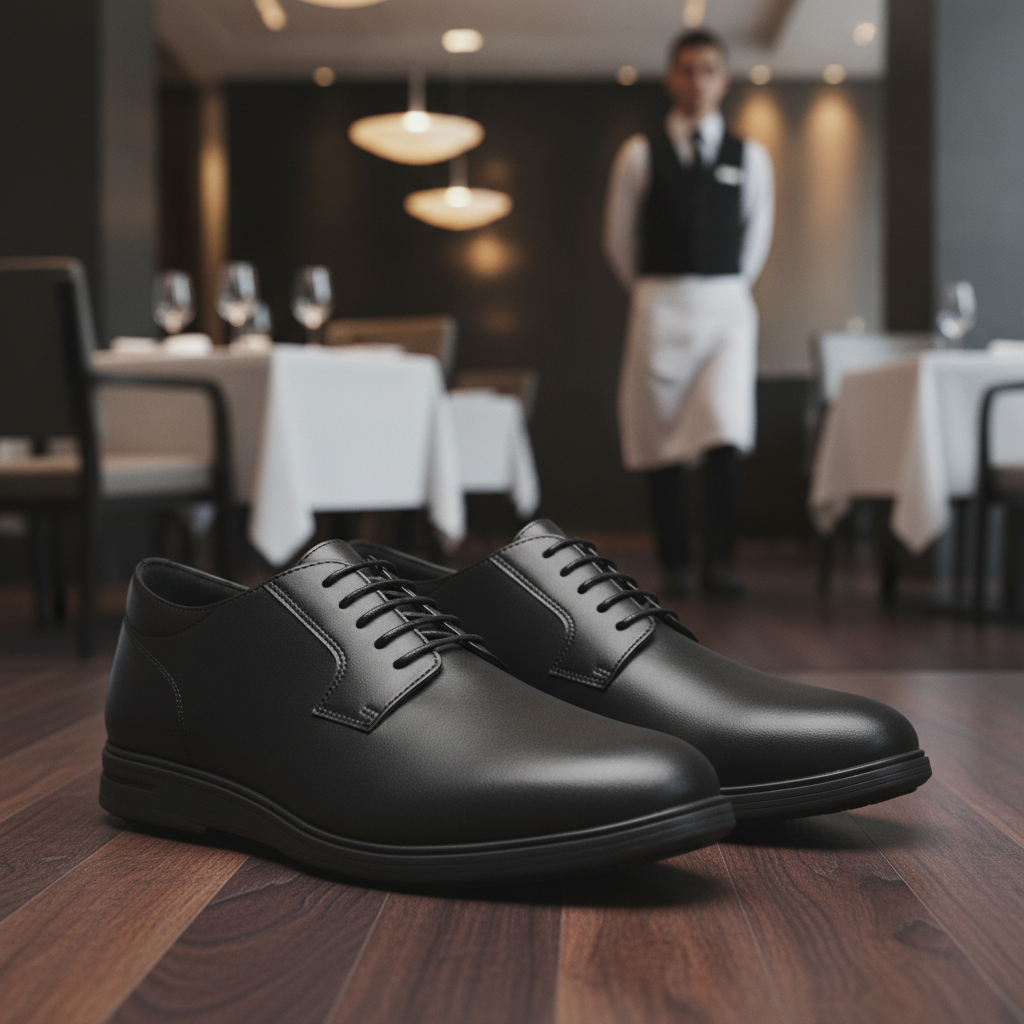 Microfibre Black Formal Men's Shoe for Hospitality (EU Sizes 41-47)
