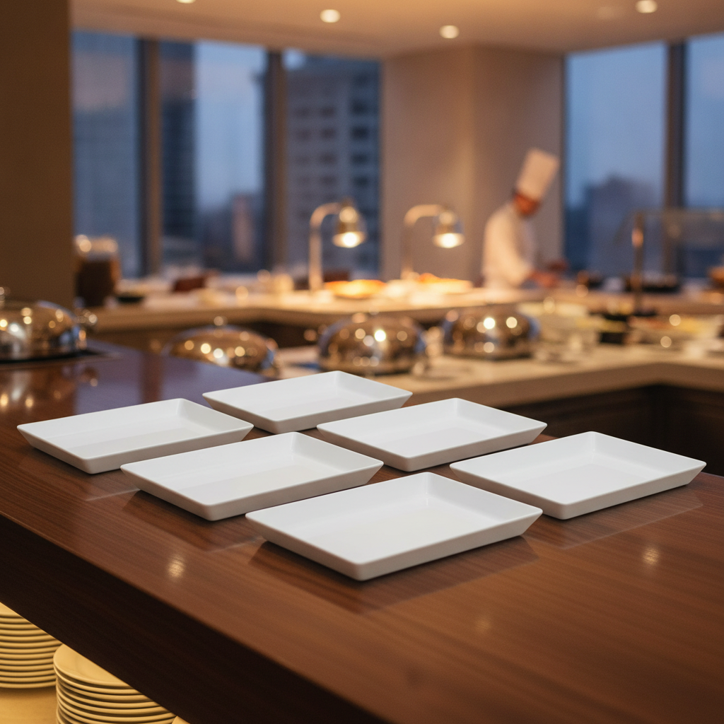 Melamine Rectangular Trays 300x145mm for Buffet Displays (Pack of 4)